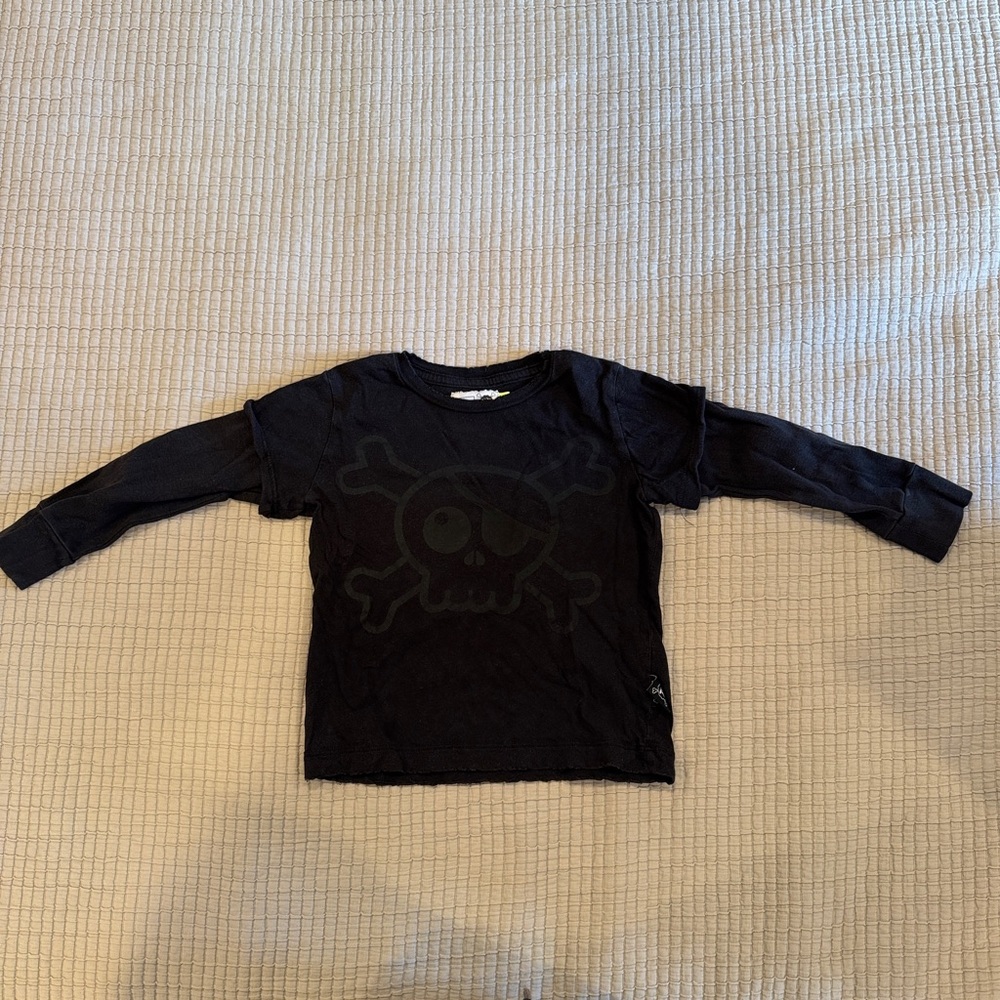 Nununu Black Skull Long Sleeve Tee - 18-24 Months